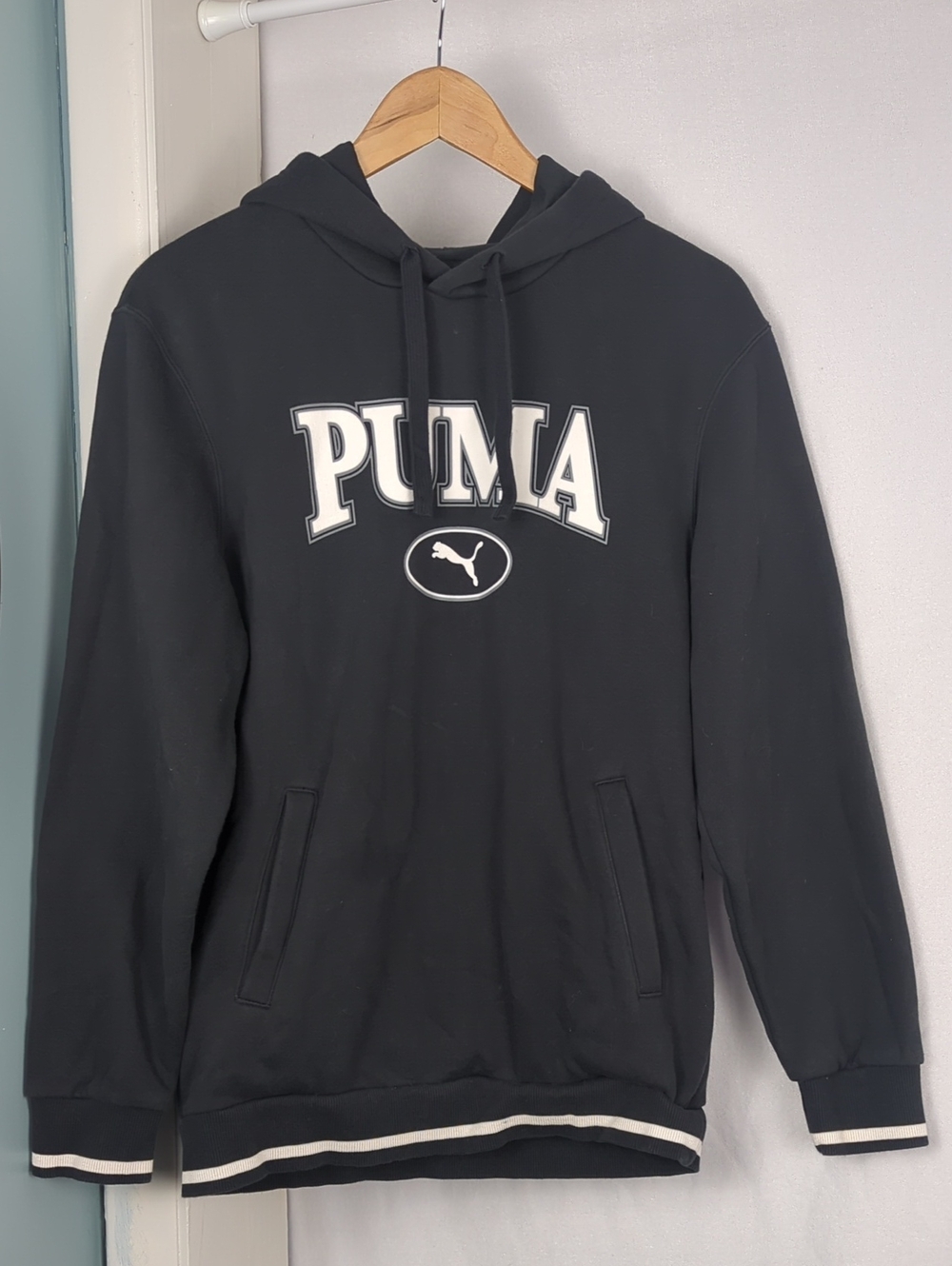 PUMA Squad Men's Black Logo Pullover Hoodie